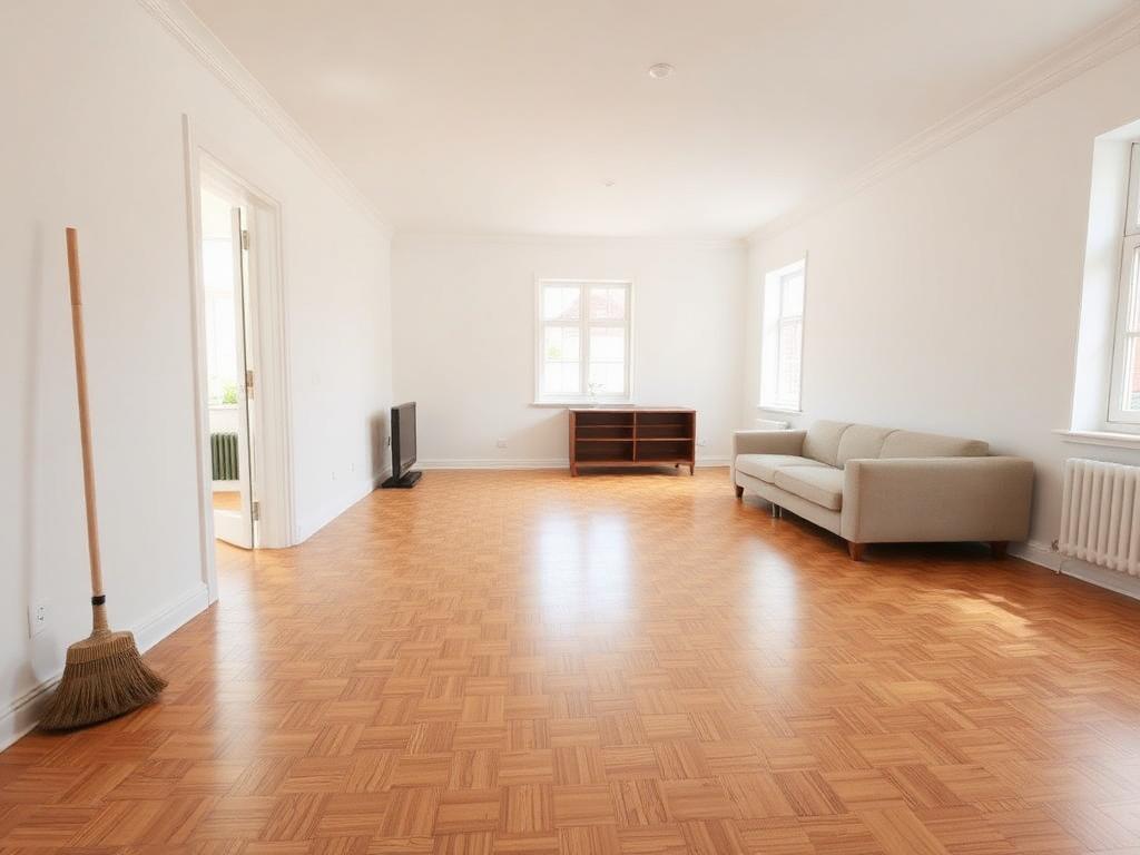 Leeres, sauberes Wohnzimmer nach der Haushaltsauflösung